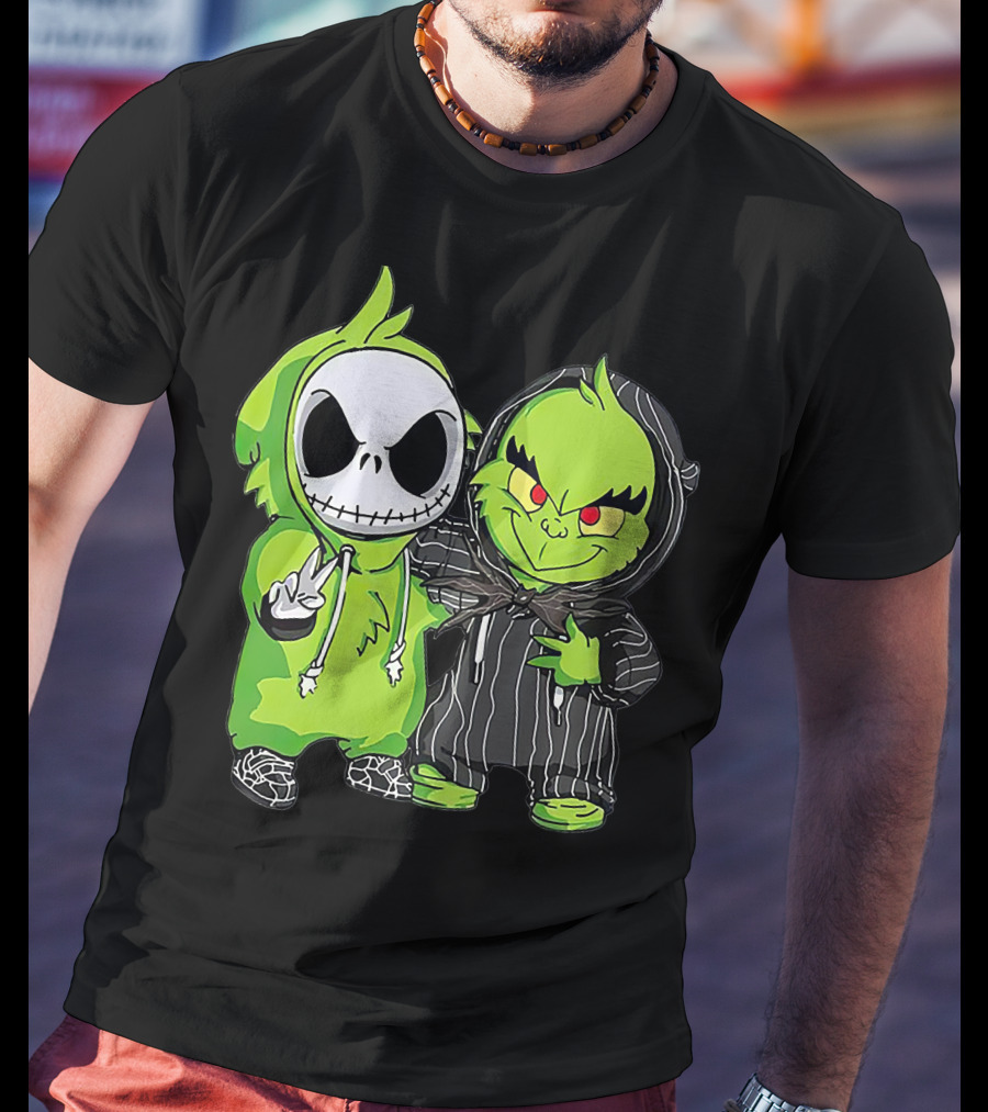 Jack Skellington And Grinch Crossover Hoodie Characters T-Shirt