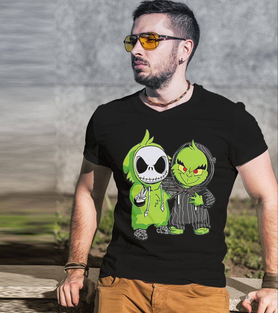 Jack Skellington And Grinch Crossover Hoodie Characters T-Shirt