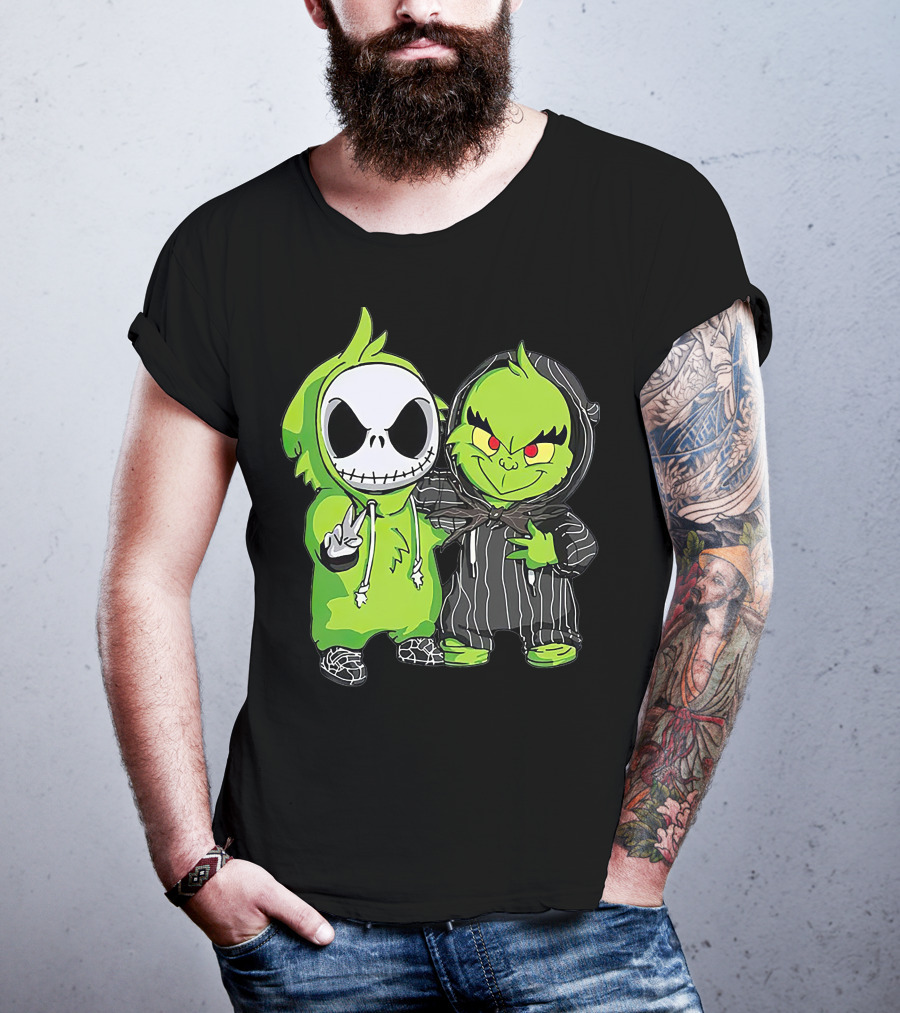 Jack Skellington And Grinch Crossover Hoodie Characters T-Shirt