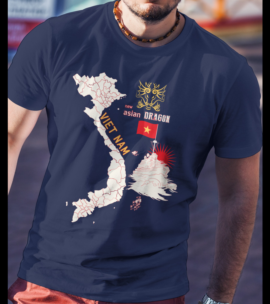 Viet Nam Map New Asian Dragon Flag Ship T-Shirt