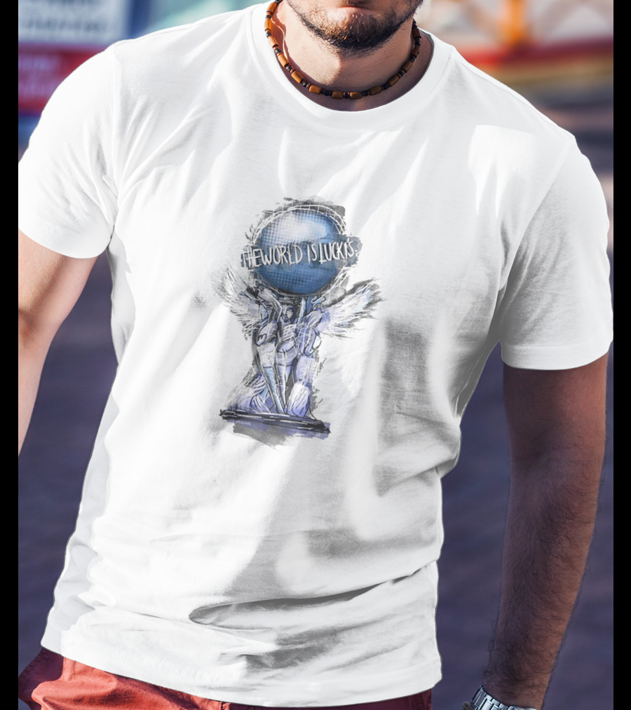 Lucki Merch The World Is Luckis Statue Blue Globe Wings T-Shirt