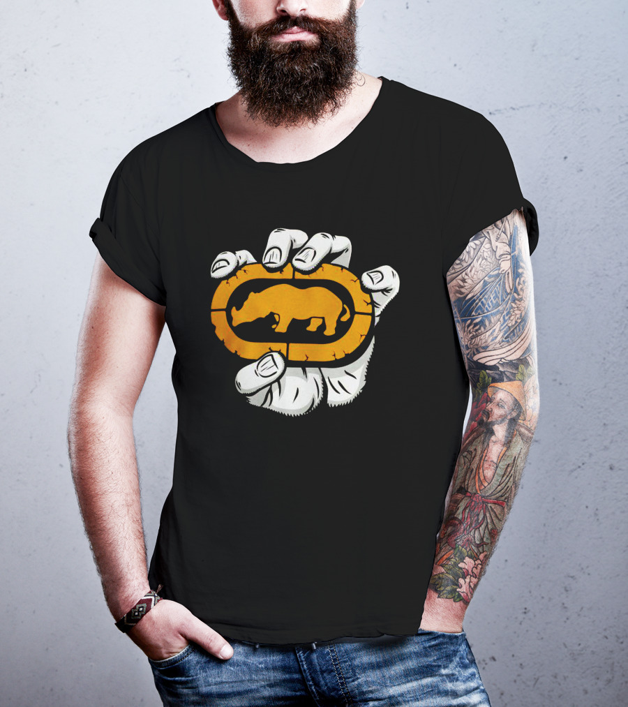 Percko Rhino Emblem Gripped By Cartoon Hand T-Shirt