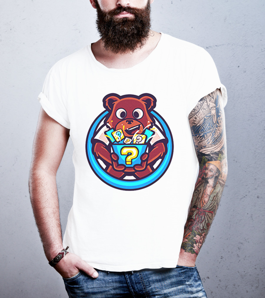 Der Merch Bear Holding Mystery Question Mark Box T-Shirt