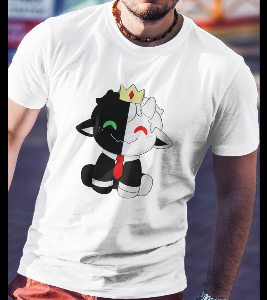 Ranboo Fashion Half Black Half White Crowned Character T-Shirt