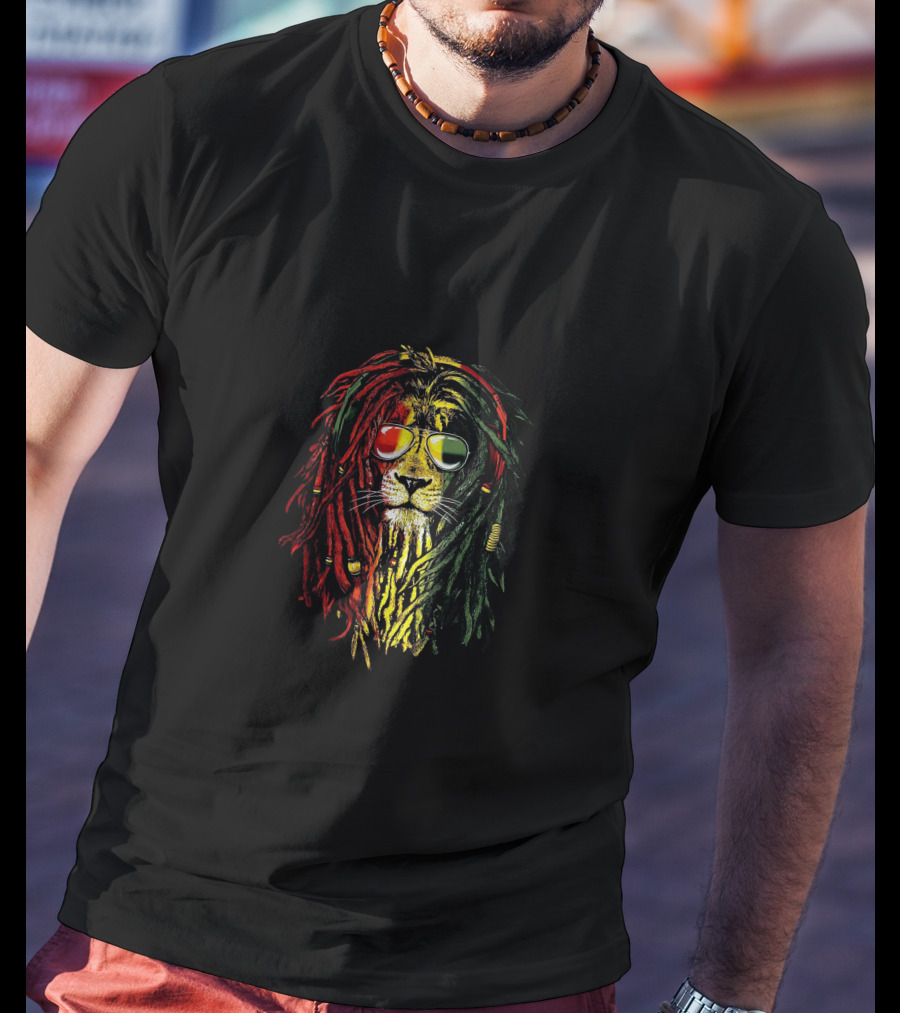Lion Reggae Rasta Sunglasses T-Shirt