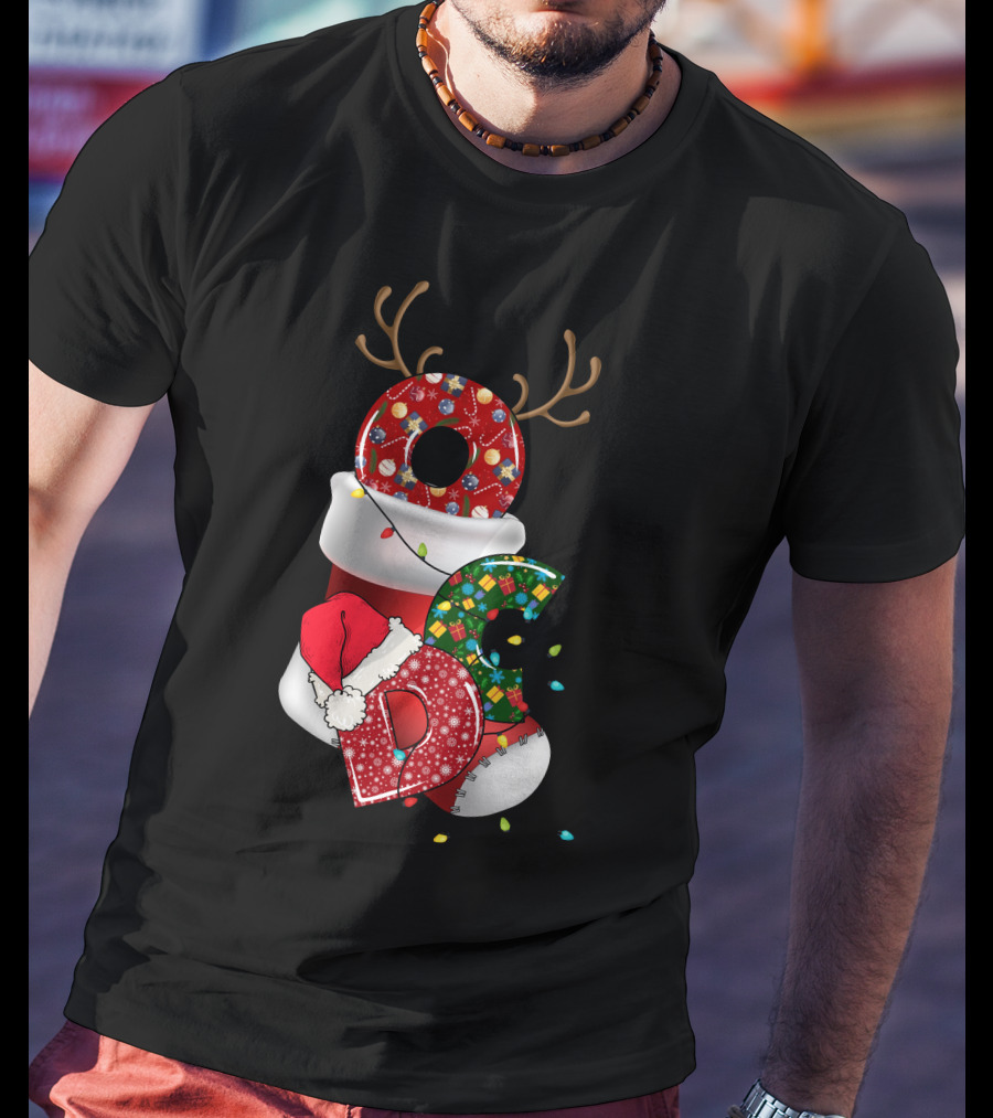 OCD Obsessive Christmas Disorder Reindeer Santa Hat Lights Stocking T-Shirt