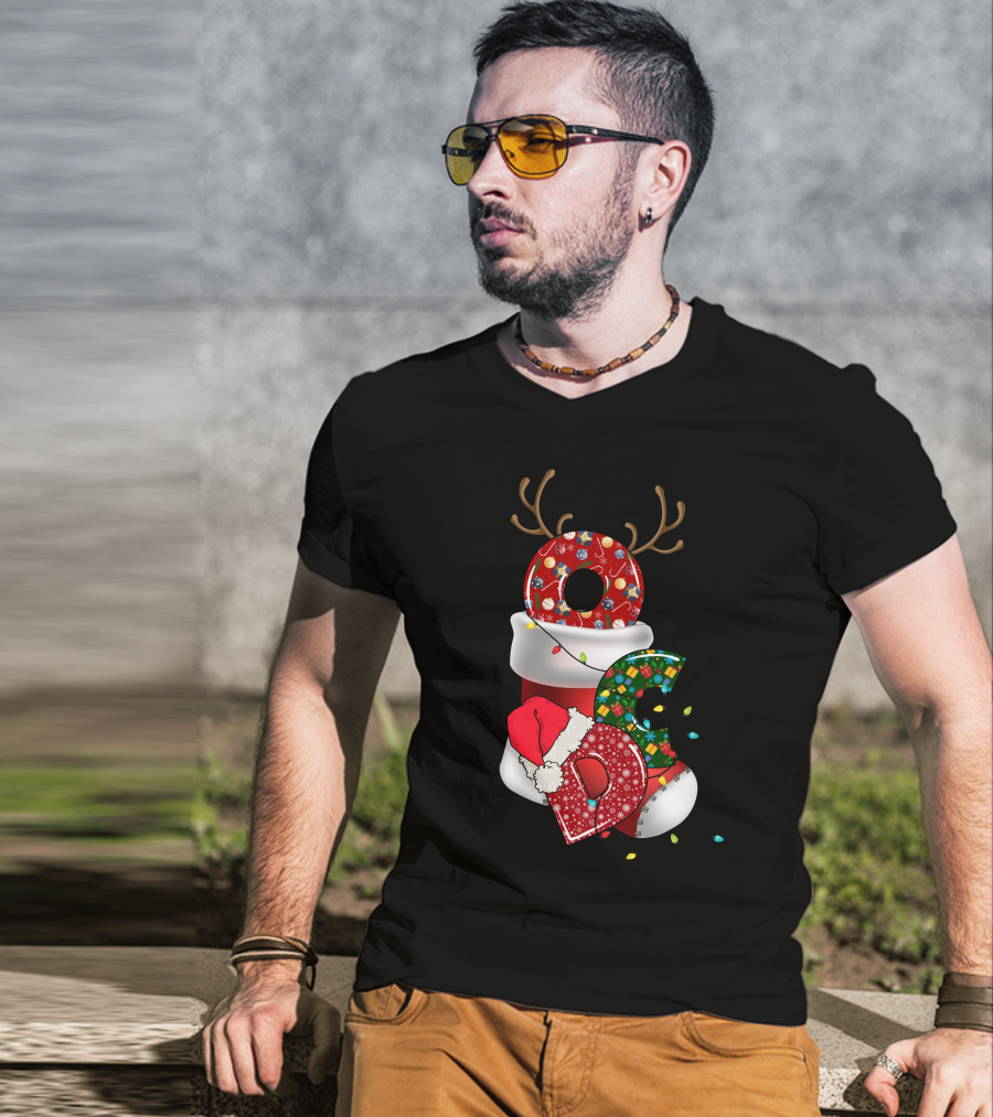 OCD Obsessive Christmas Disorder Reindeer Santa Hat Lights Stocking T-Shirt