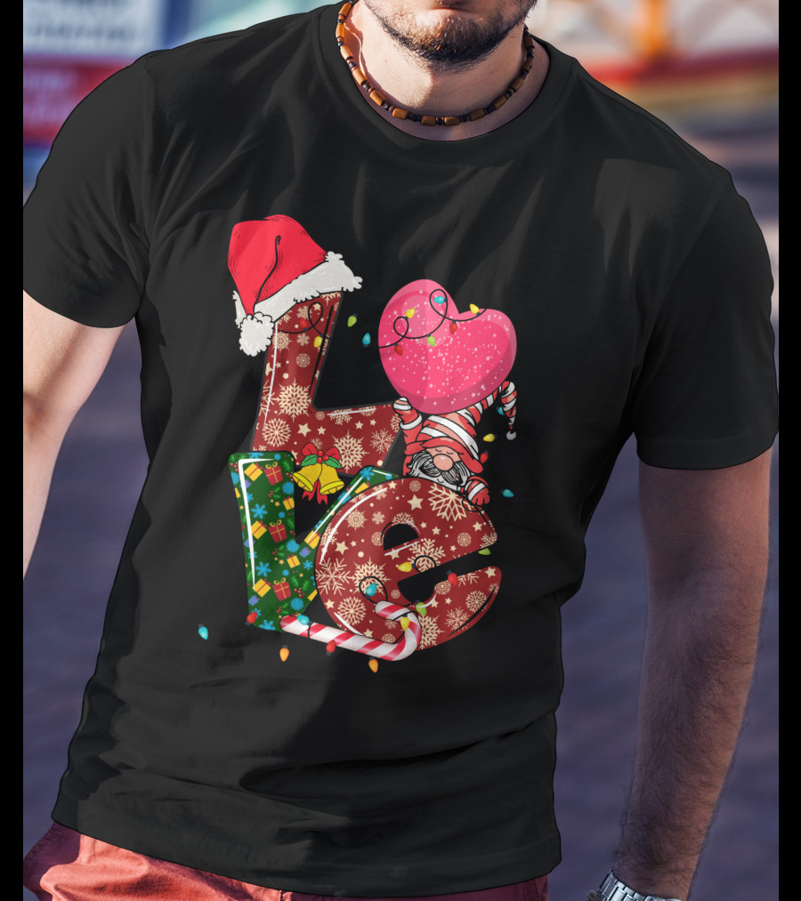 Christmas Love With Santa Hat And Festive T-Shirt