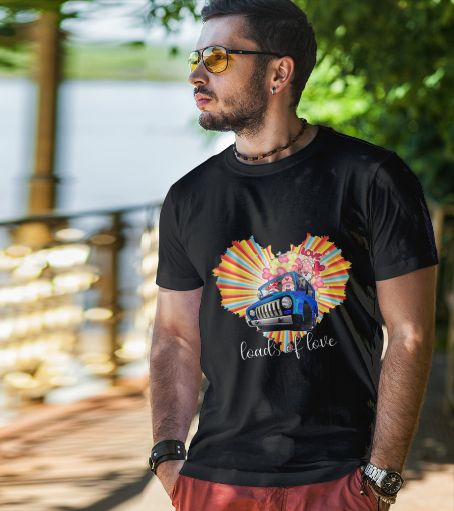 Loads Of Love Heart Explosion With Blue Jeep And Balloons T-Shirt