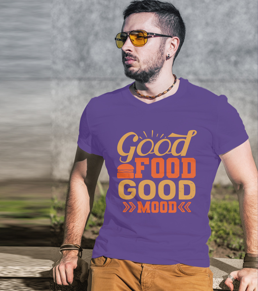 Good Food Good Mood Burger Sunburst Arrows T-Shirt