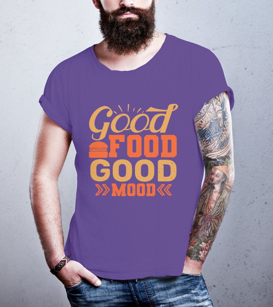 Good Food Good Mood Burger Sunburst Arrows T-Shirt