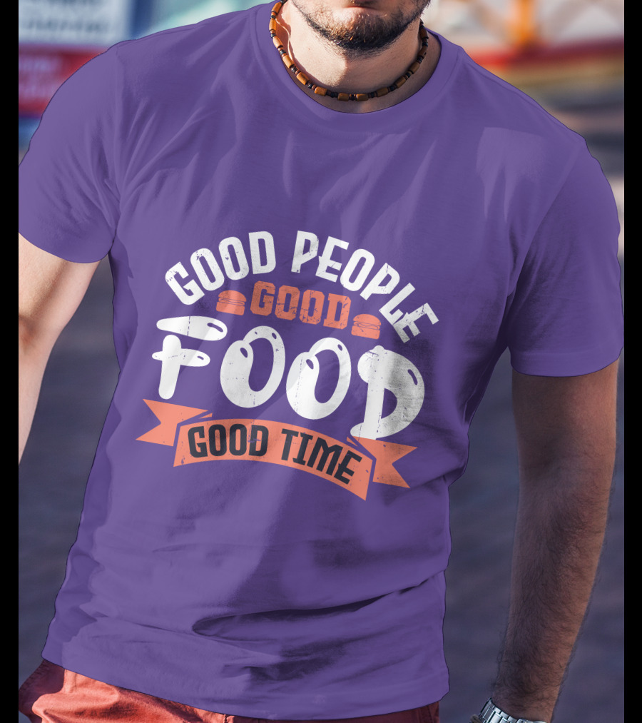 Good People Good Food Good Time Retro Banner T-Shirt