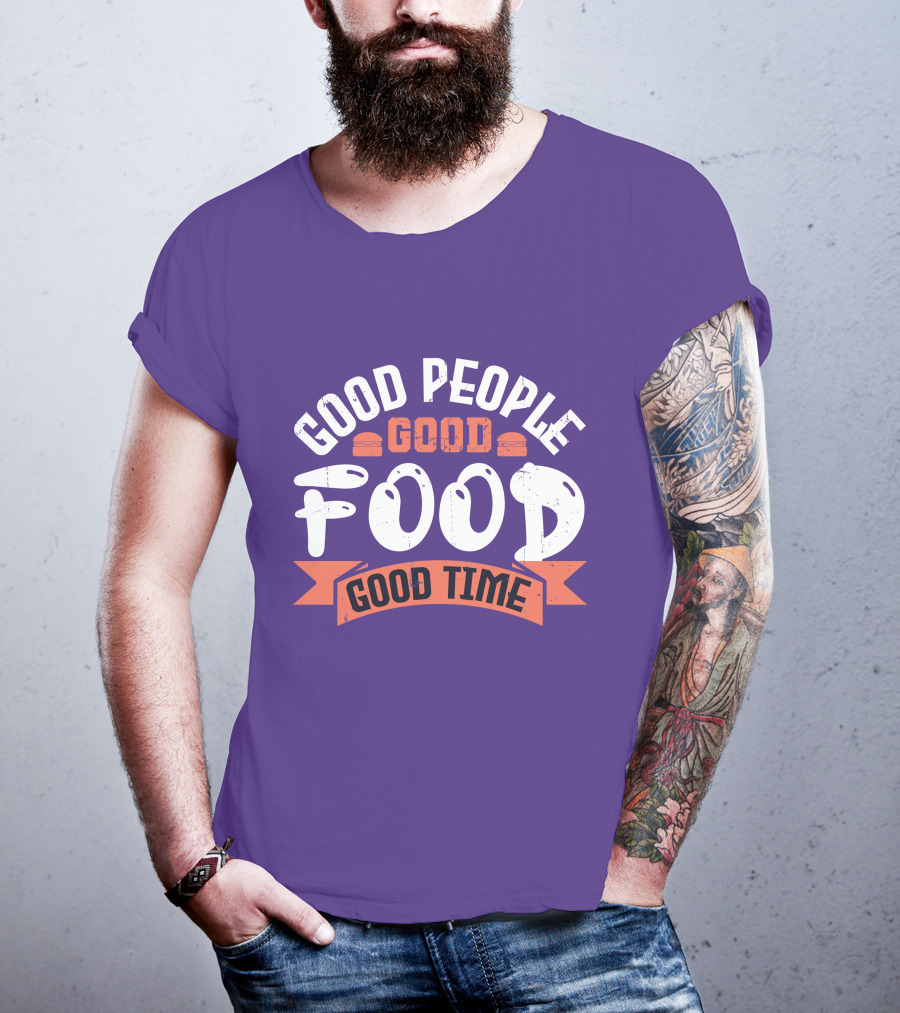 Good People Good Food Good Time Retro Banner T-Shirt