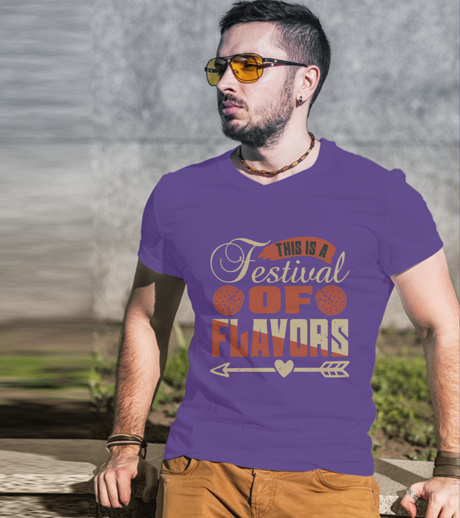 This Is A Festival Of Flavors Arrow Heart And Pepperoni Icons T-Shirt