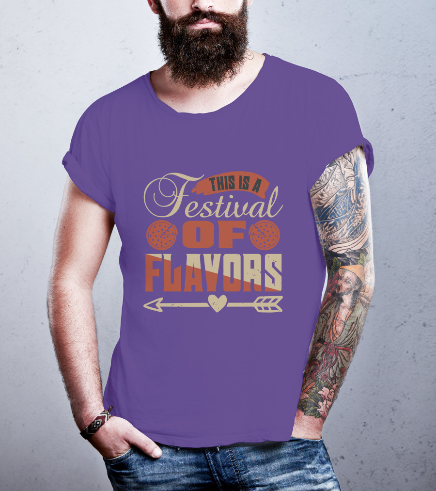 This Is A Festival Of Flavors Arrow Heart And Pepperoni Icons T-Shirt