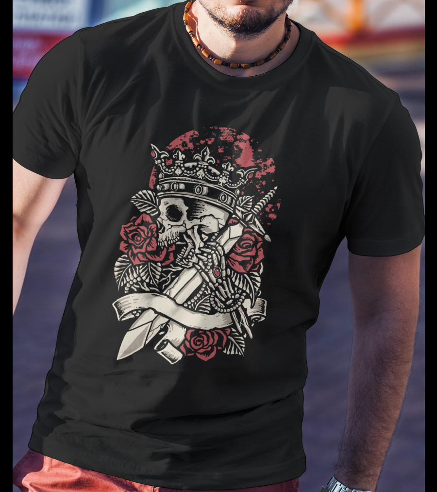 Abandoned King Wayne Mindscape Dreamscape Skull Crown Roses Sword T-Shirt