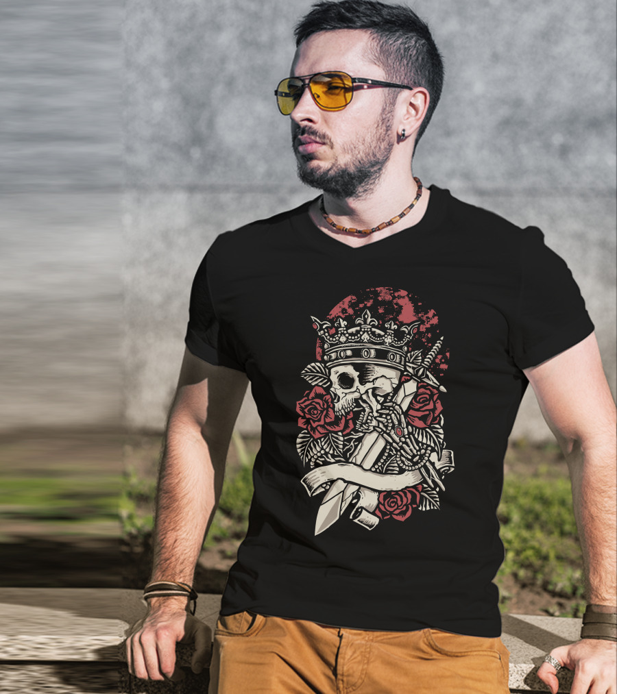 Abandoned King Wayne Mindscape Dreamscape Skull Crown Roses Sword T-Shirt