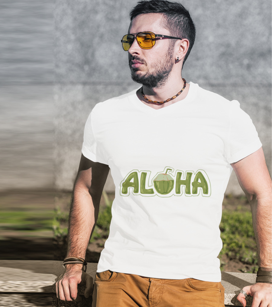 Aloha Coconut Hawaii Beach Surf Summer Wave T-Shirt
