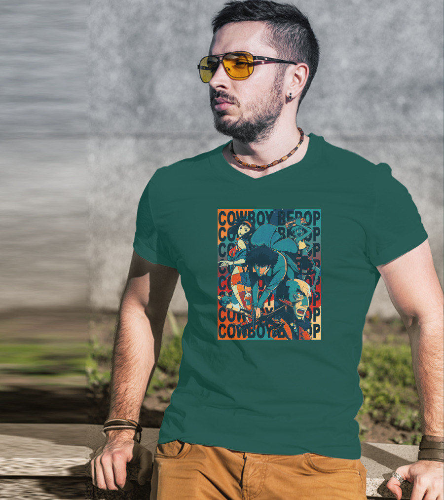 Cowboy Bebop Spike Spiegel Faye Valentine Jet Black Anime Characters T-Shirt