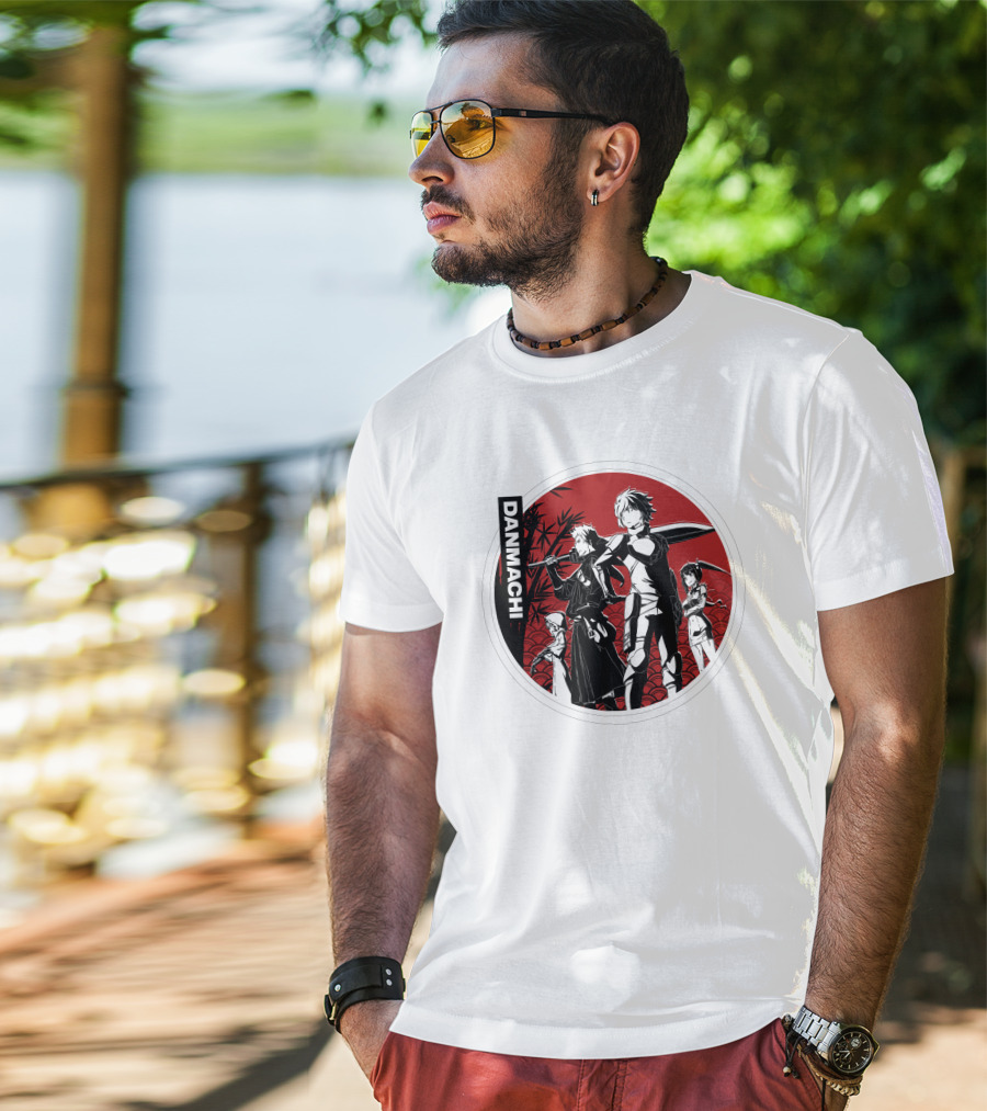 Danmachi Anime Characters Black And White Silhouettes T-Shirt