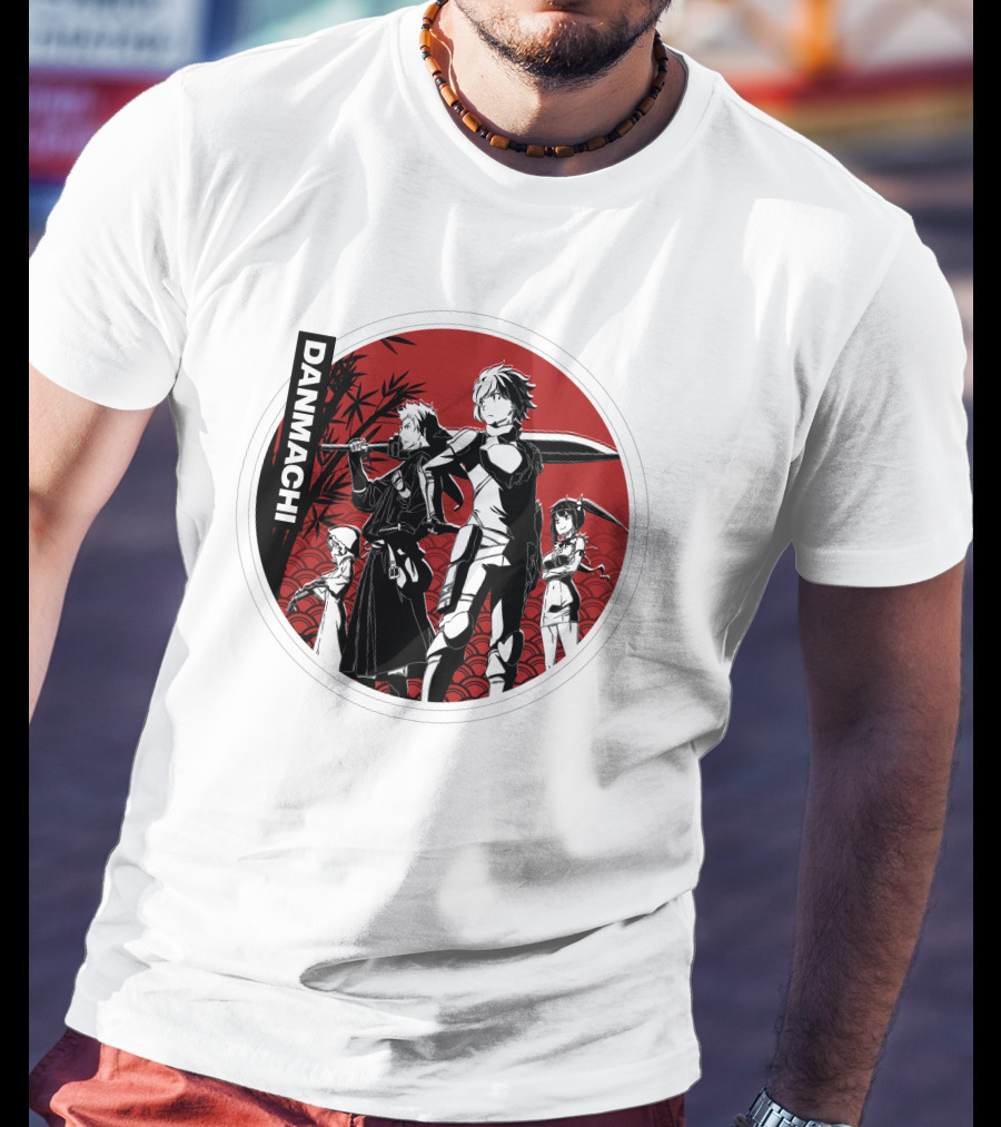 Danmachi Anime Characters Black And White Silhouettes T-Shirt