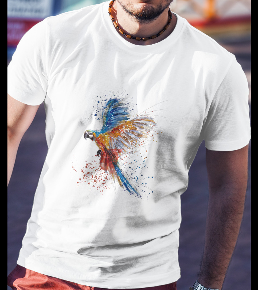 Colorful Splatter Parrot Flight T-Shirt