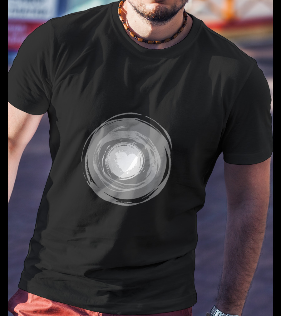 Color Circle Heart Center Monochrome Swirl T-Shirt