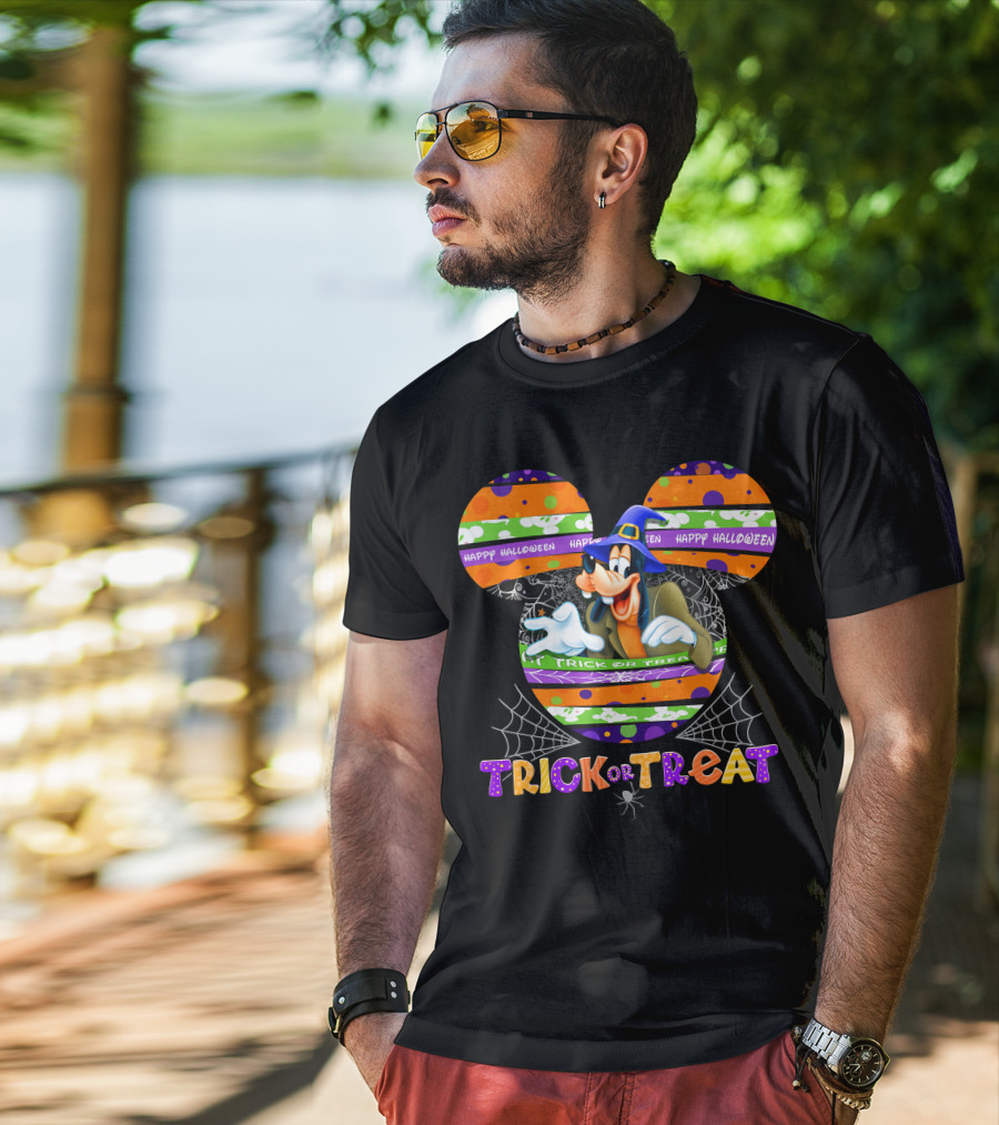 Trick Or Treat Goofy Happy Halloween Mickey Ears T-Shirt