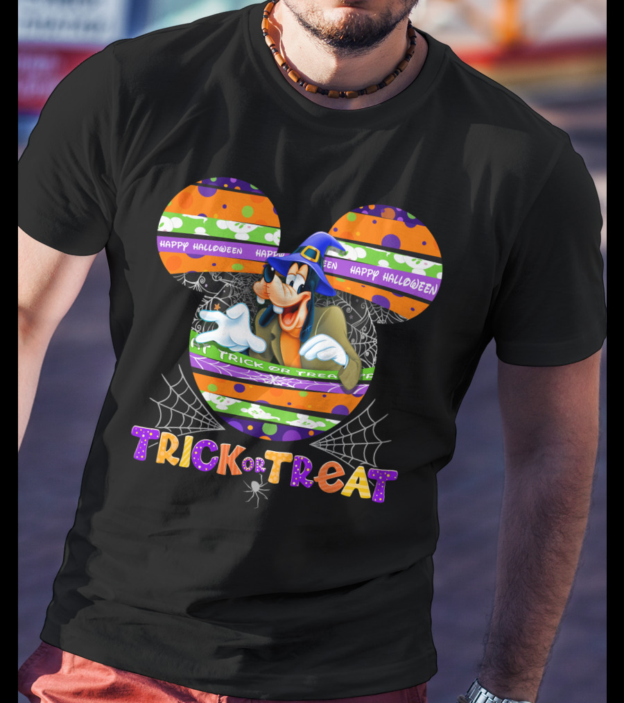 Trick Or Treat Goofy Happy Halloween Mickey Ears T-Shirt