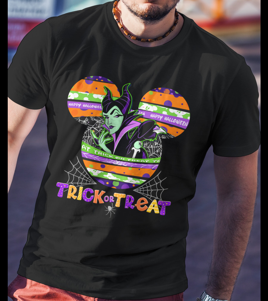 Maleficent Mickey Trick Or Treat Happy Halloween T-Shirt