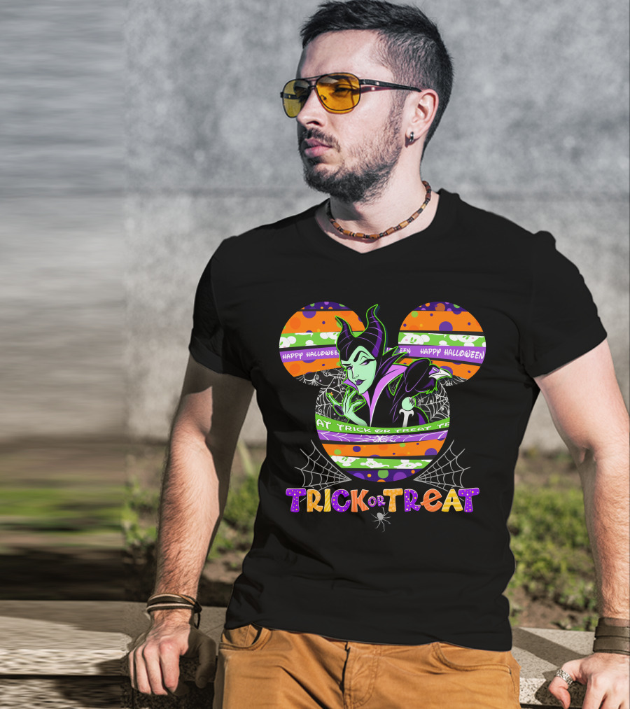 Maleficent Mickey Trick Or Treat Happy Halloween T-Shirt