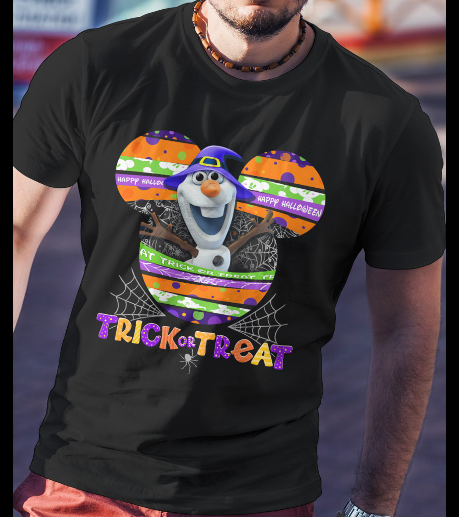 Happy Halloween Trick Or Treat Olaf Mickey Ears T-Shirt