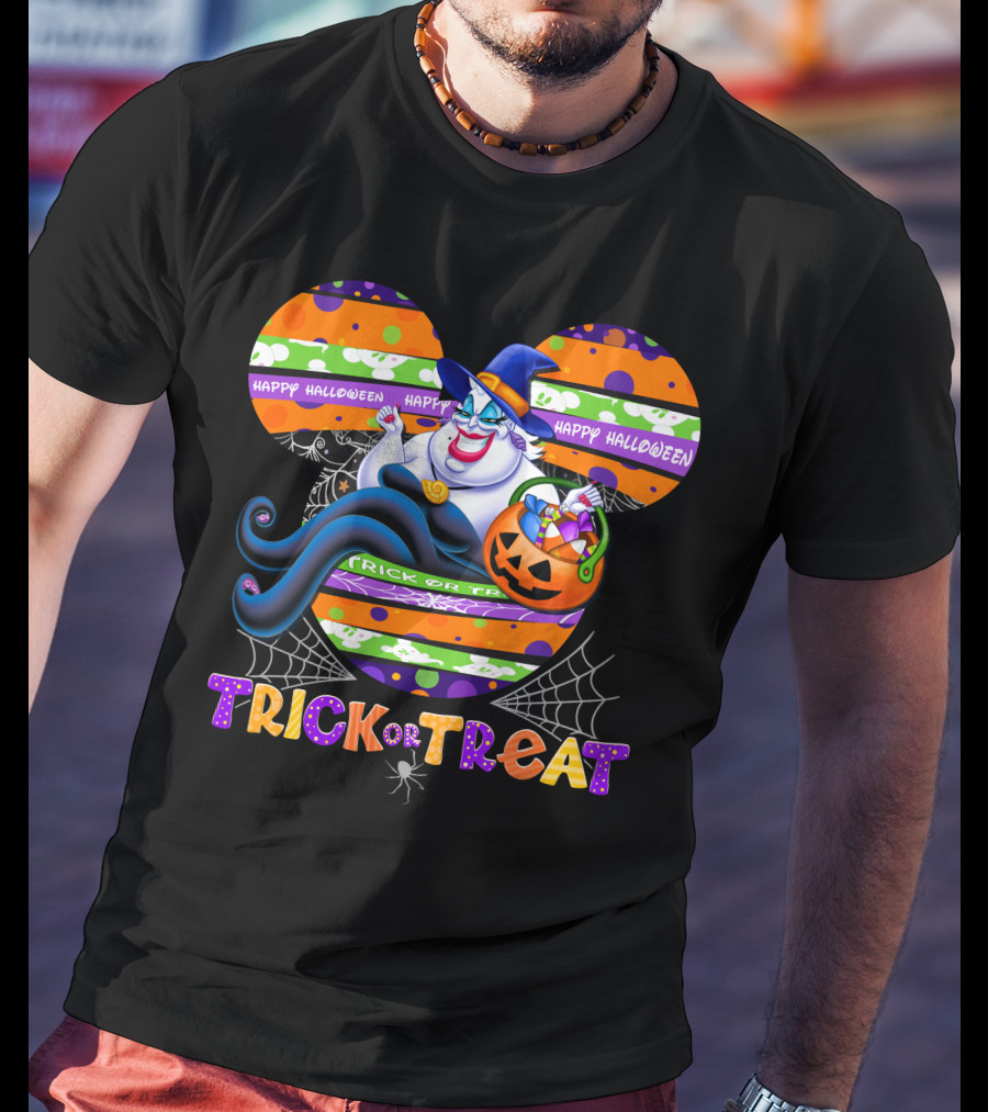 Ursula Halloween Trick Or Treat Mickey Pumpkin Happy Halloween T-Shirt