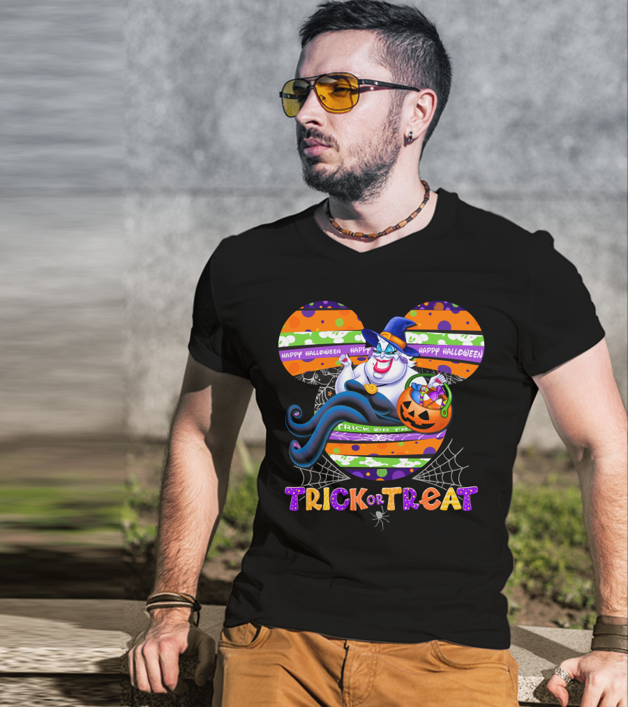 Ursula Halloween Trick Or Treat Mickey Pumpkin Happy Halloween T-Shirt