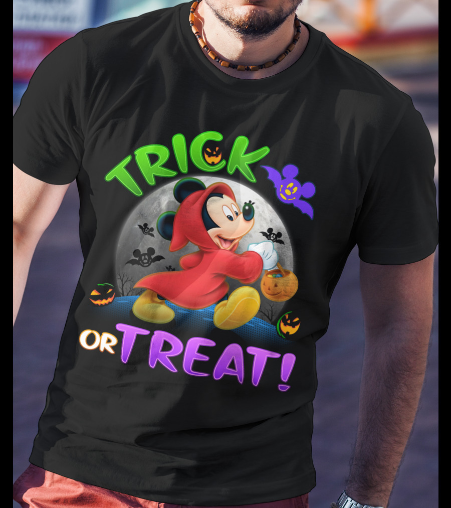 Trick Or Treat Mickey Halloween Bat Pumpkin T-Shirt