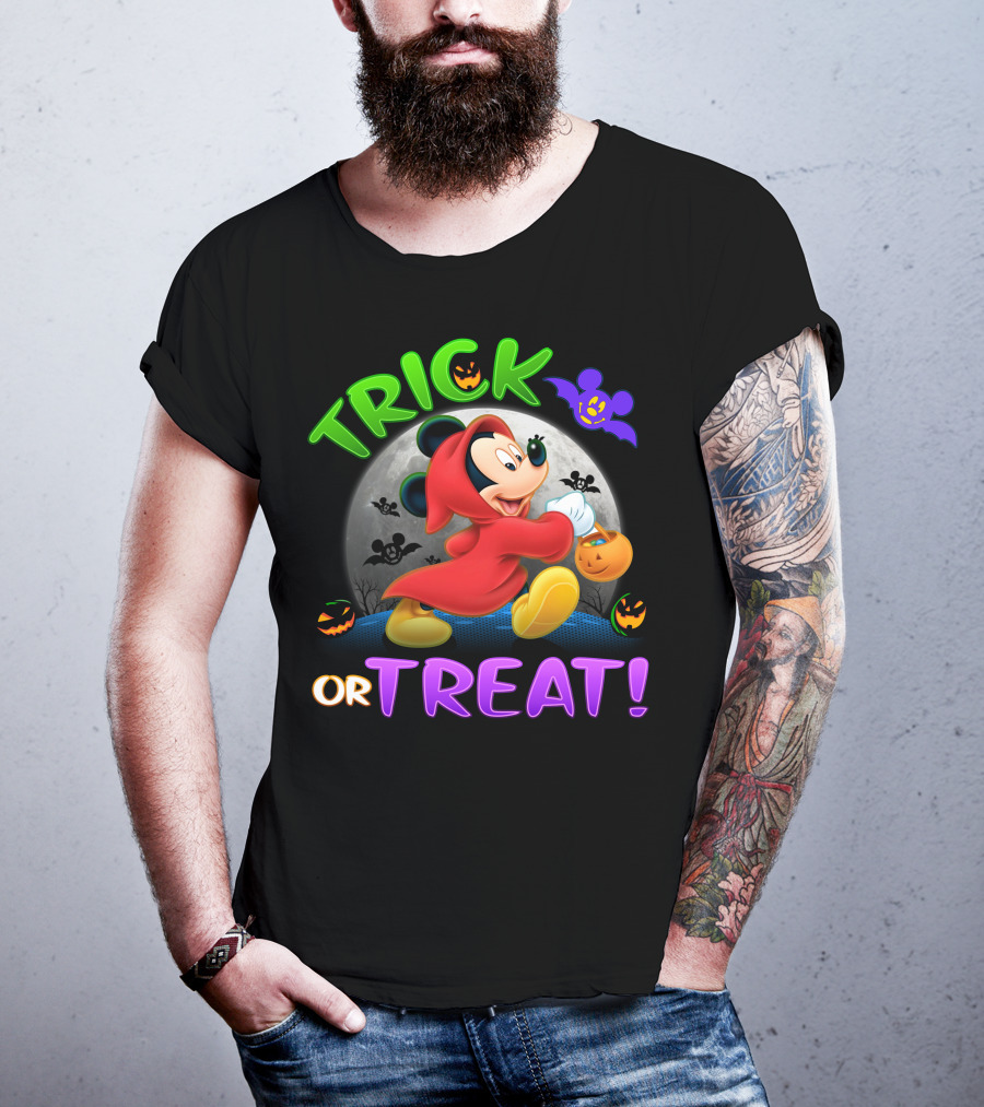 Trick Or Treat Mickey Halloween Bat Pumpkin T-Shirt