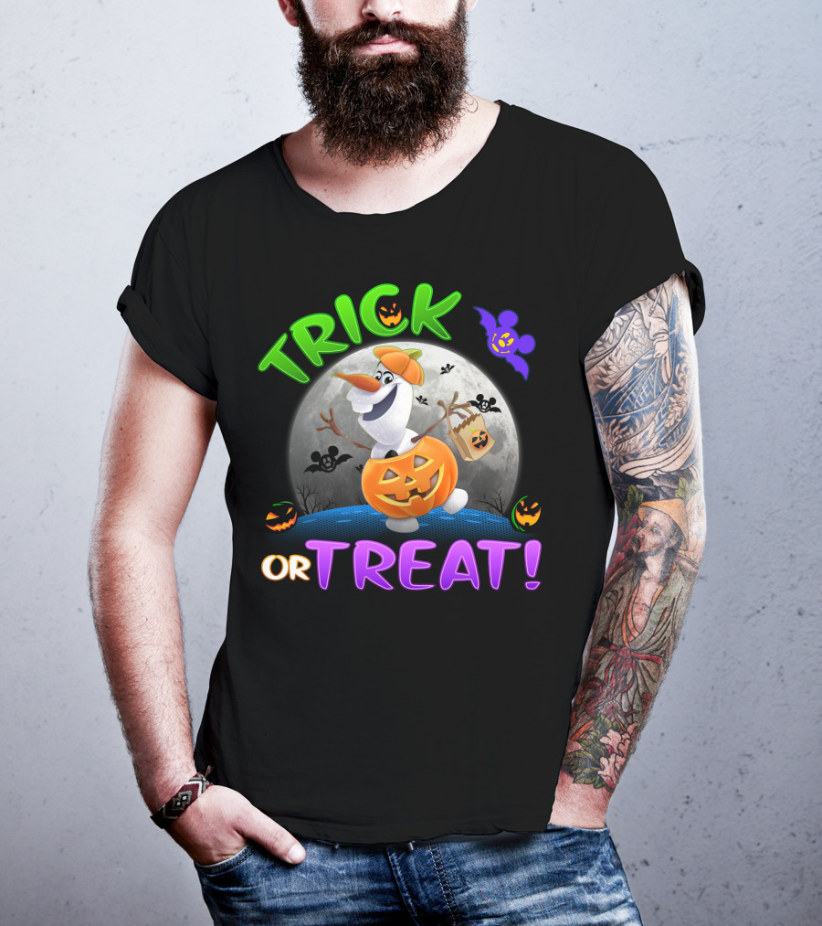 Trick Or Treat Halloween Olaf Pumpkin Moon T-Shirt