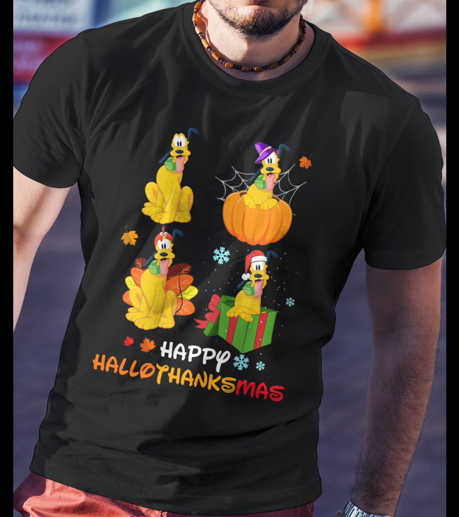Happy Hallothanksmas With Pluto Seasonal Festivities T-Shirt