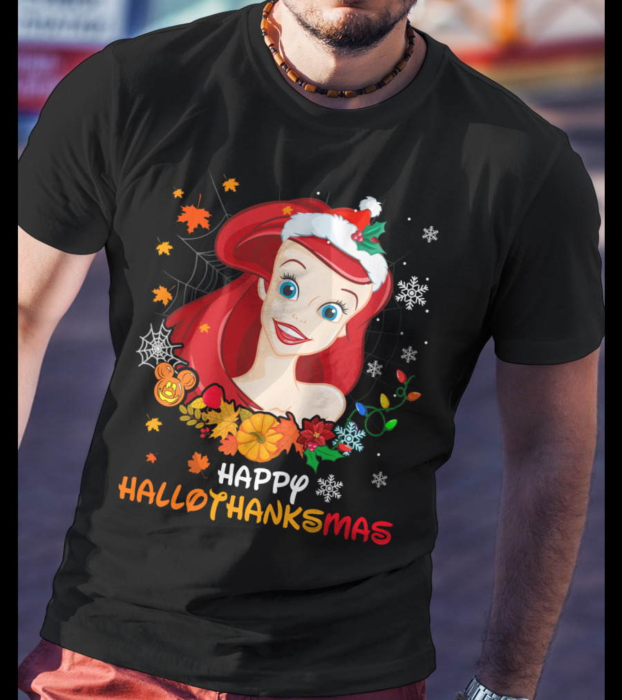 Happy Hallothanksmas Ariel Holiday Mashup T-Shirt