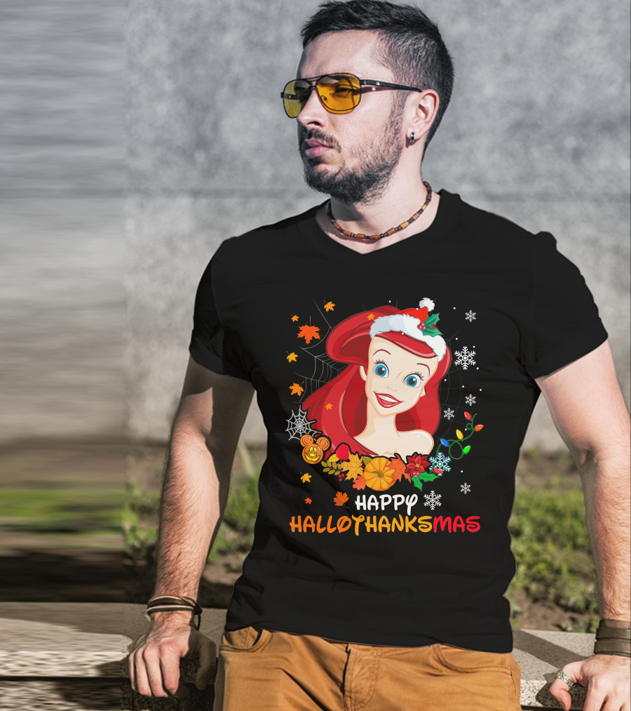 Happy Hallothanksmas Ariel Holiday Mashup T-Shirt