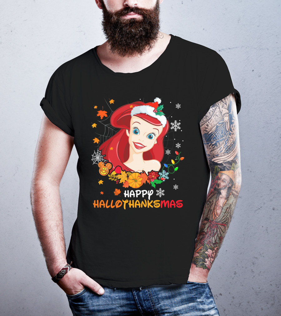 Happy Hallothanksmas Ariel Holiday Mashup T-Shirt