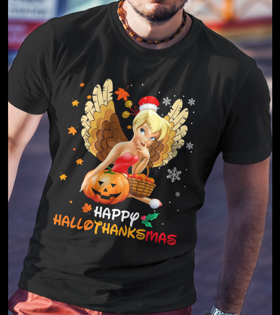 Hallowthanksmas Tinker Bell Halloween Thanksgiving Christmas T-Shirt