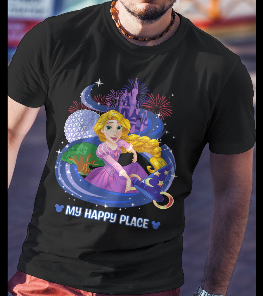 My Happy Place Rapunzel Disney Castle Fireworks T-Shirt