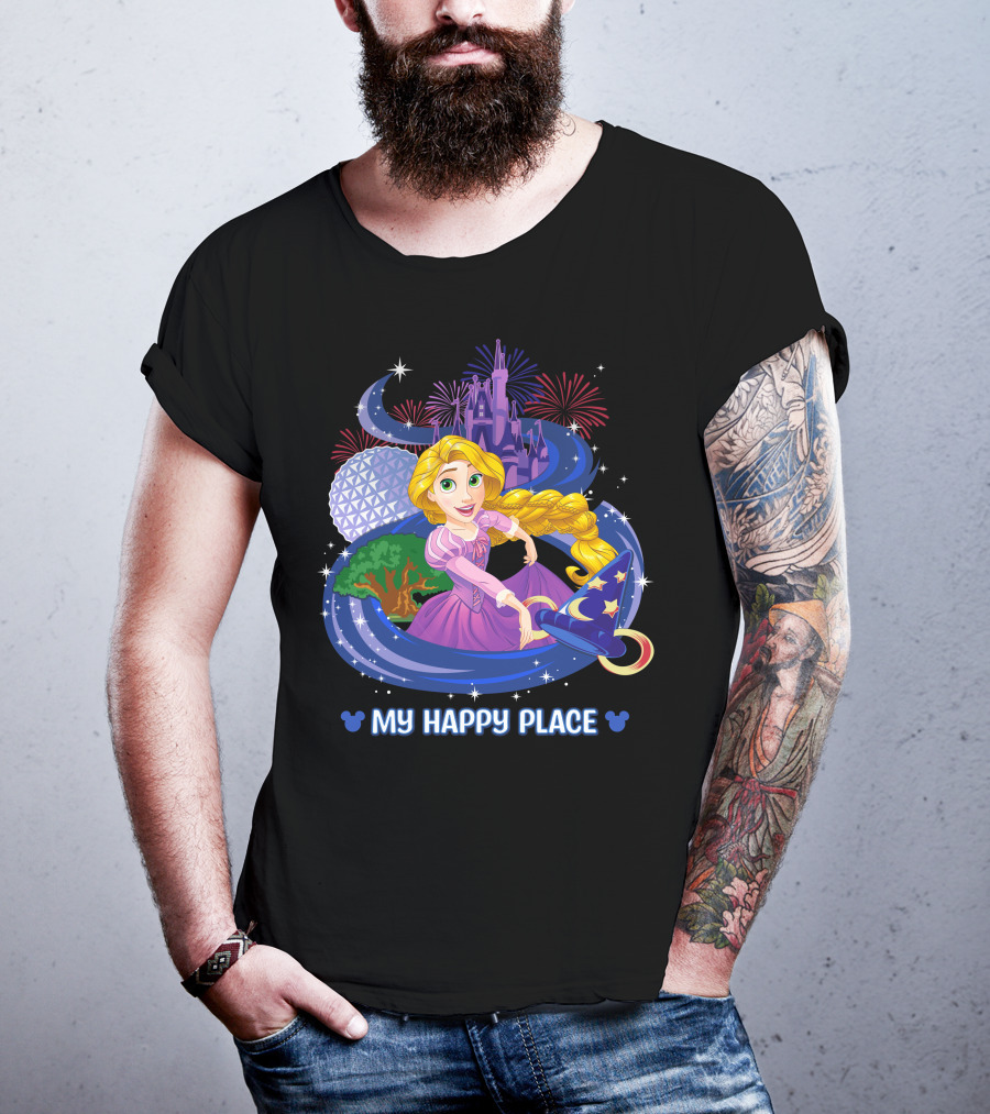 My Happy Place Rapunzel Disney Castle Fireworks T-Shirt