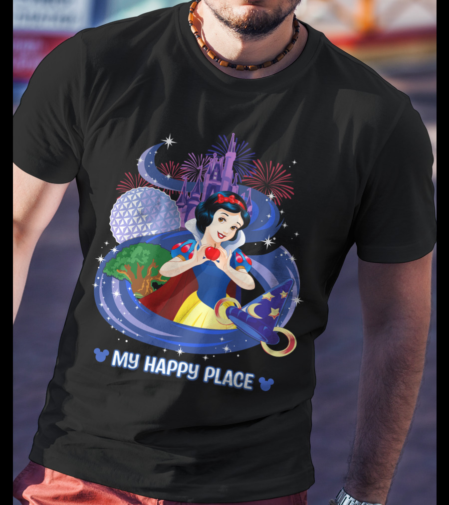Snow White My Happy Place Disney Magic Kingdom Epcot Fireworks Sorcerer Hat T-Shirt
