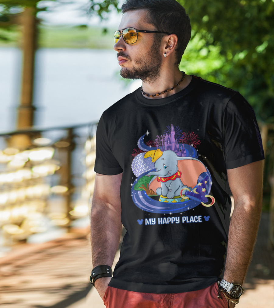My Happy Place Dumbo Castle Magic Hat Icons T-Shirt