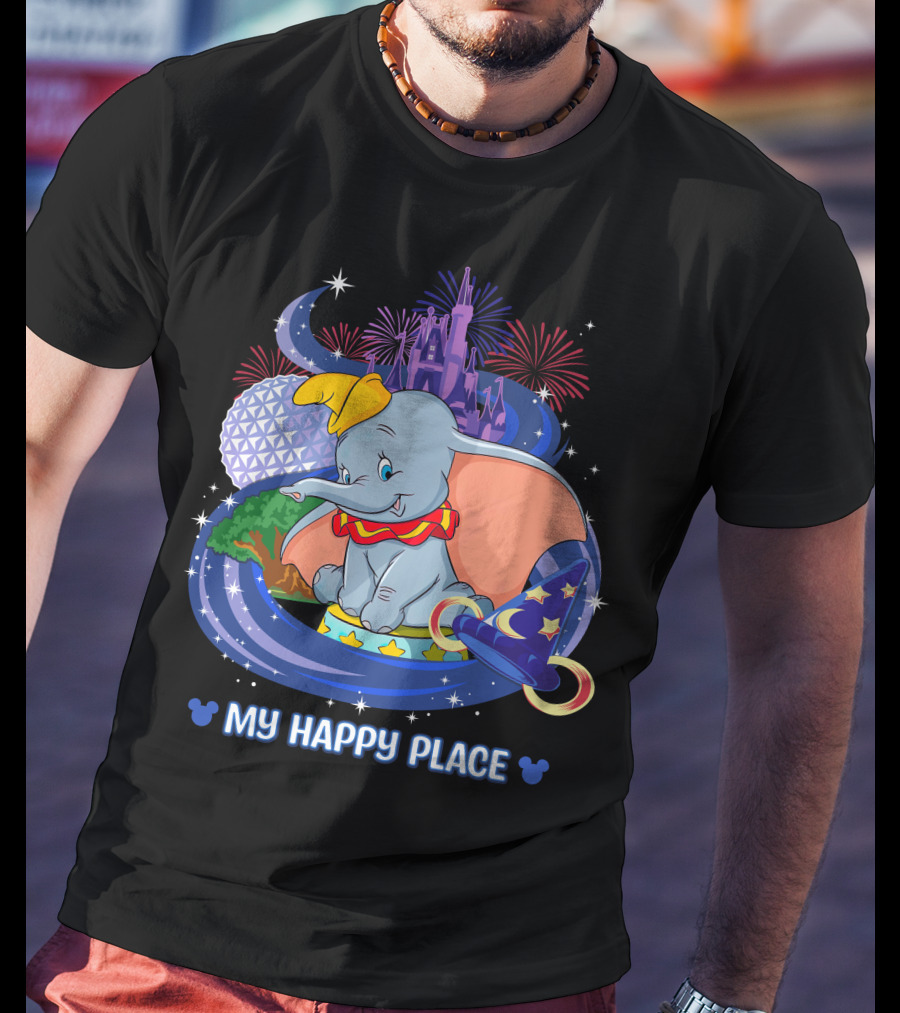 My Happy Place Dumbo Castle Magic Hat Icons T-Shirt