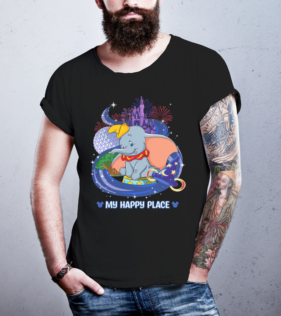 My Happy Place Dumbo Castle Magic Hat Icons T-Shirt