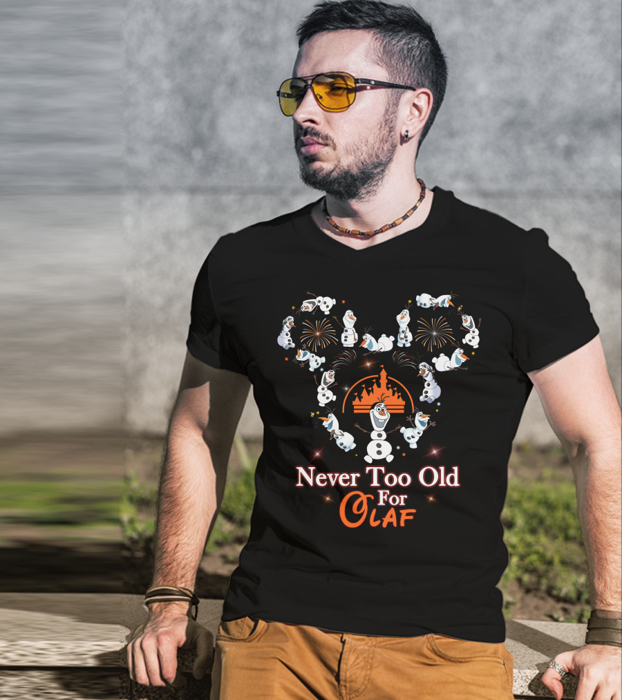 Never Too Old For Olaf Disney Frozen Castle Fireworks T-Shirt