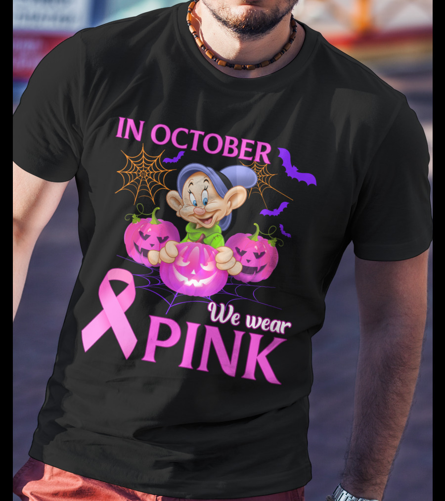 In October We Wear Pink Dopey Halloween Breast Cancer Awareness T-Shirt